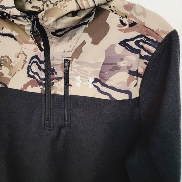 Under Armour Men's Sz Large Specialist Grid ½ Half Zip Hoodie Black/Camo NWT $90 - Picture 7 of 14